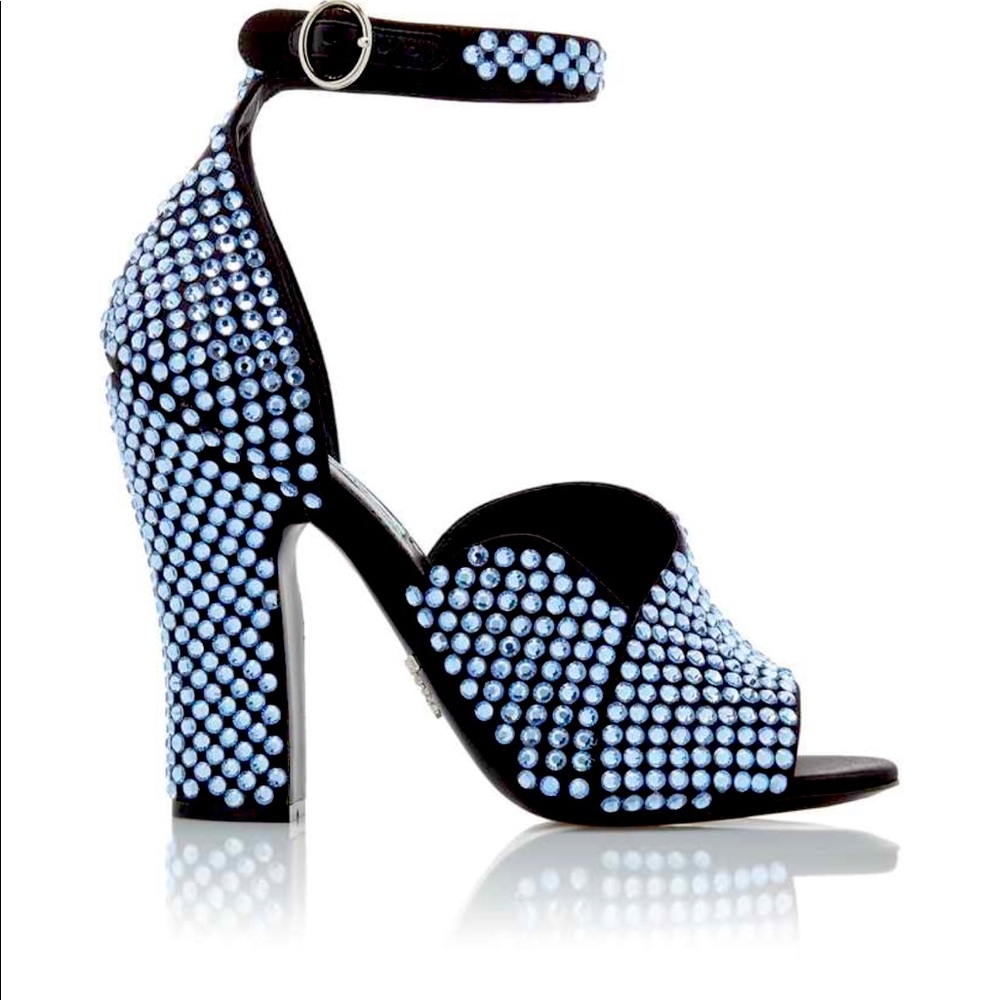 Prada satin and crystal sandals in color cielo